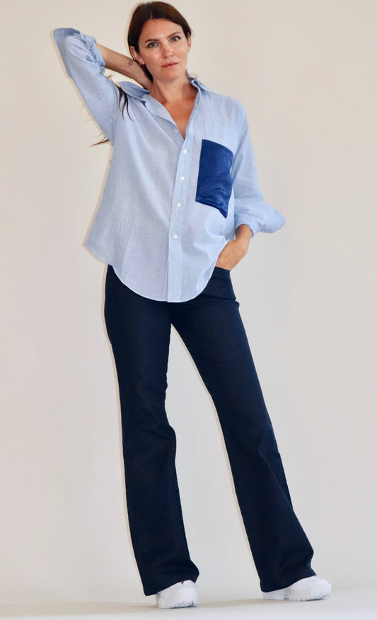 Maguire Shirt and Pintucked Stretch Denim Flares.