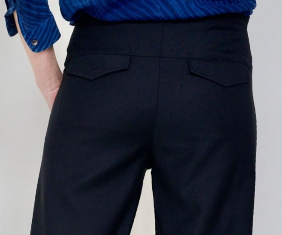 Tailored Elastic Waist Pants -Fine Wool Suiting.