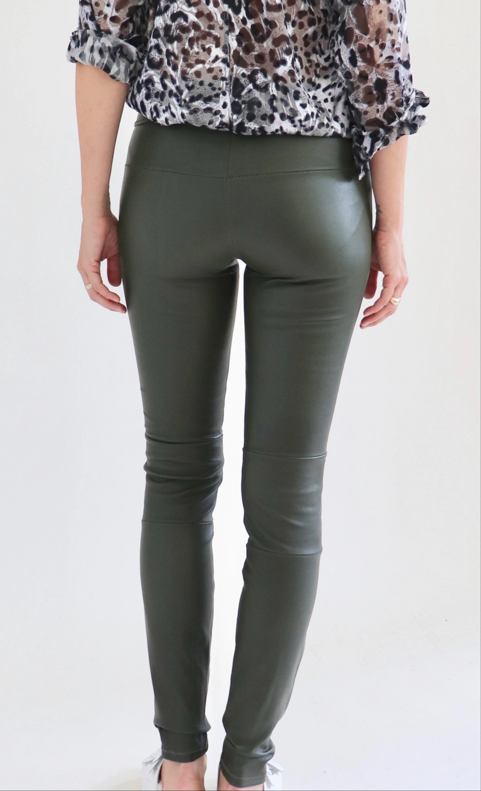 Leather coated leggings best sale