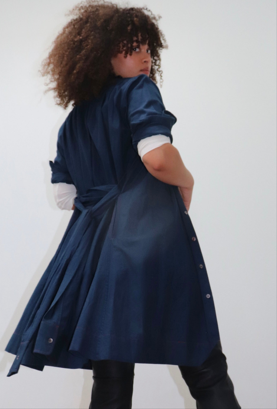 Hera ShirtDress, Indigo striped cotton.