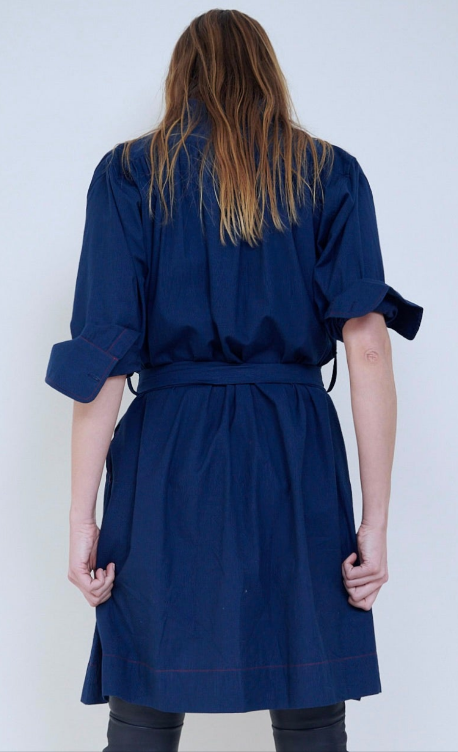 Hera ShirtDress, Indigo striped cotton.