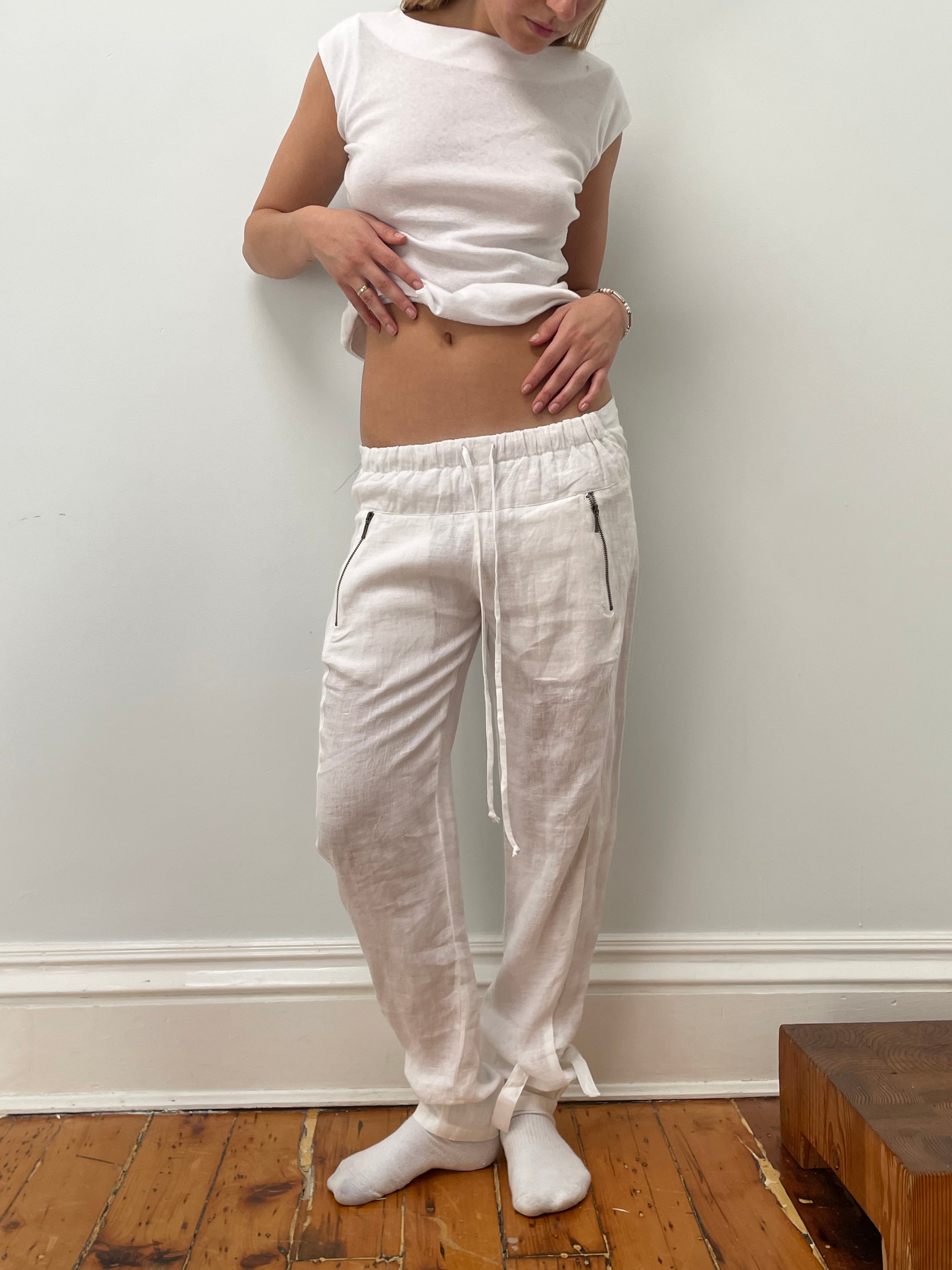 Tailored Drawstring pants. Summer weight linen.