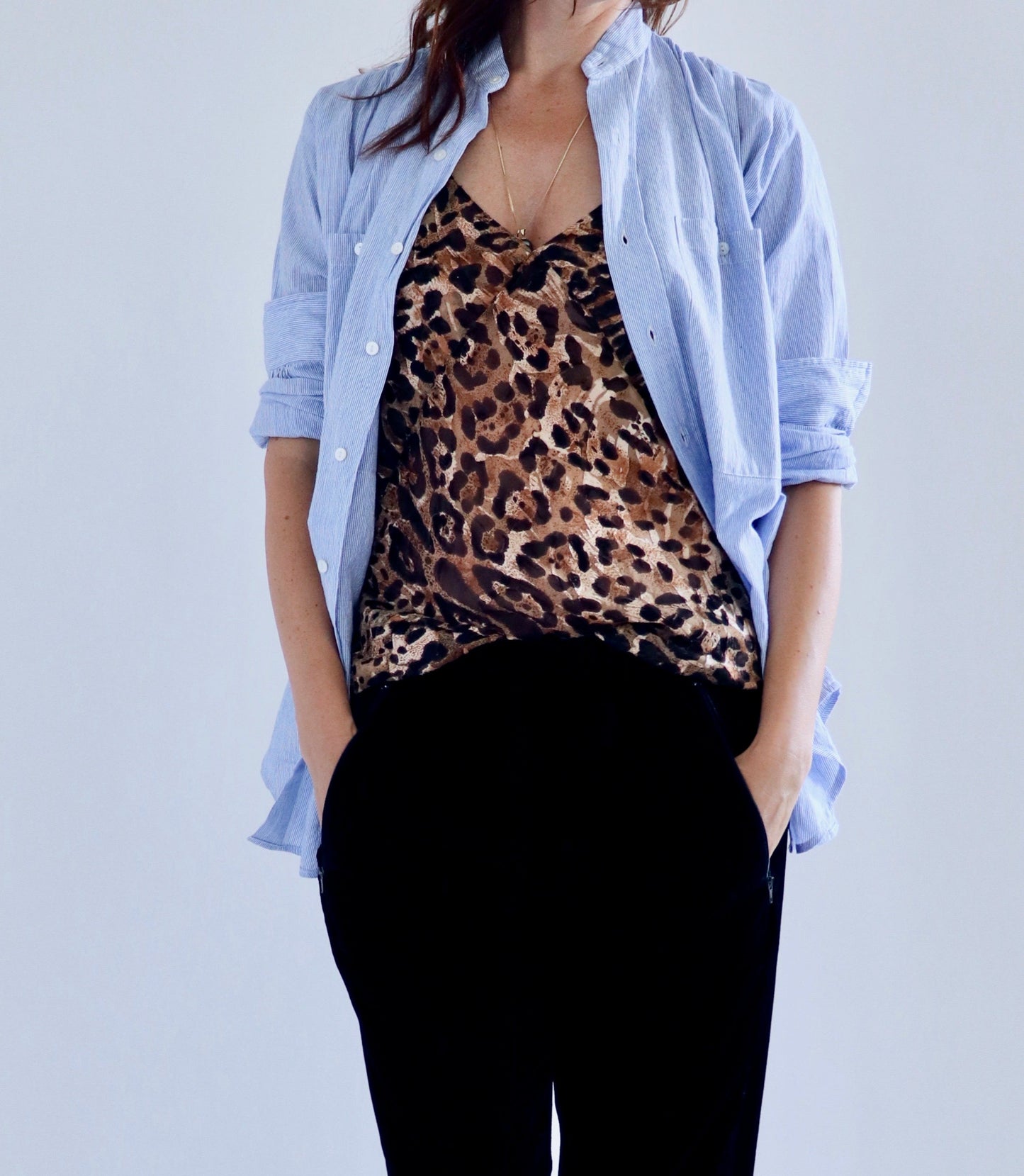 Slip Top, Leopard Silk Devore.