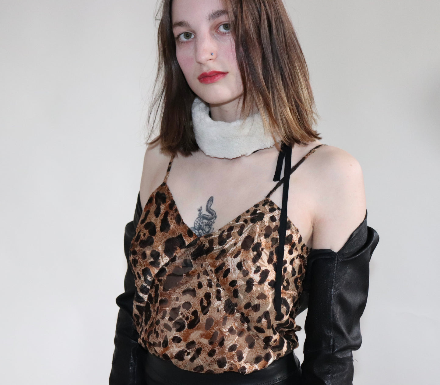 Slip Top, Leopard Silk Devore.