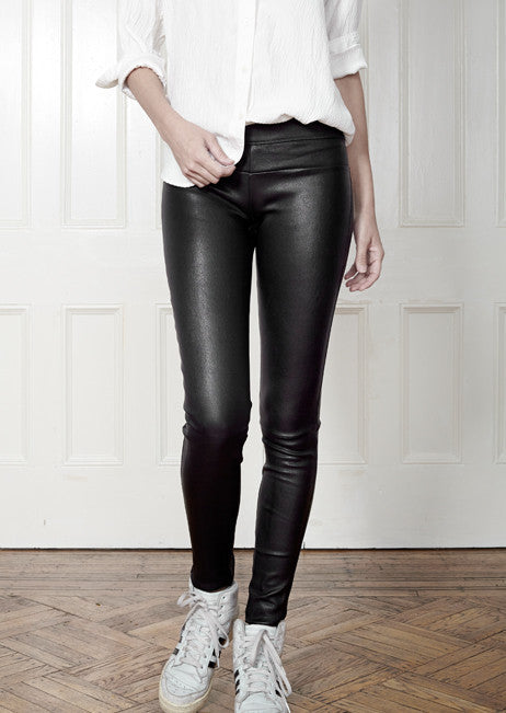 Rose Stretch Lambskin Leather Leggings for Women | TuscanTailor